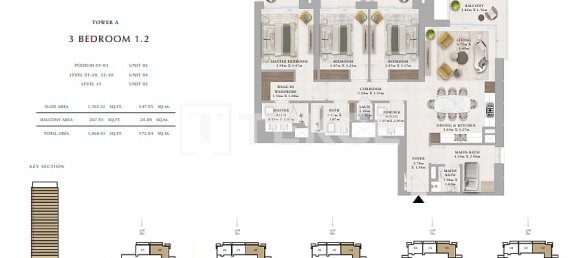 3 Schlafzimmer Wohnung in Dubai, UAE, Nr. 111811 13