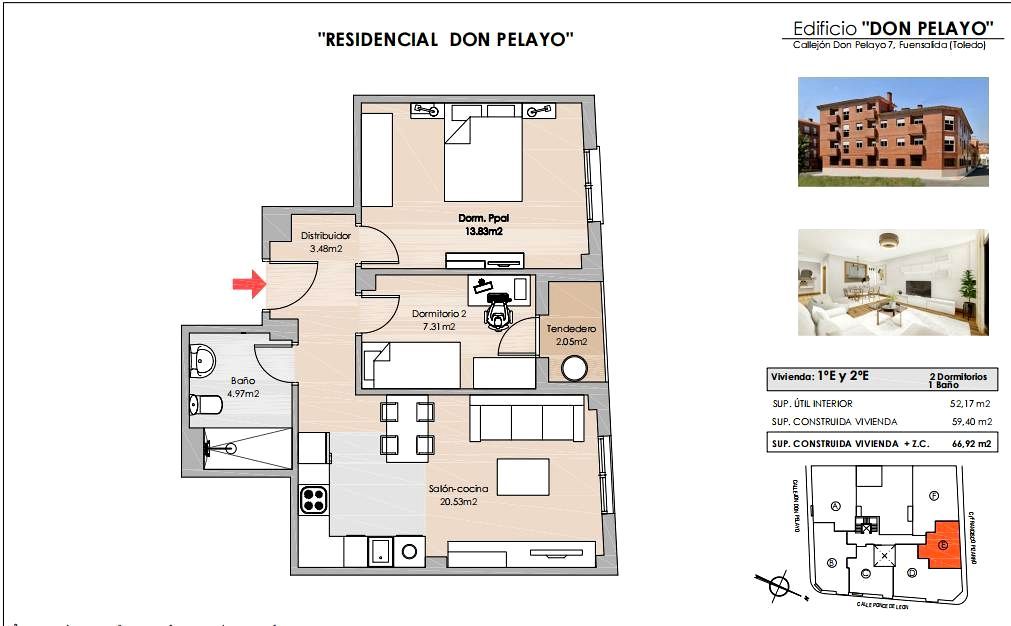 Apartamento de 2 dormitorios en Toledo, Spain No. 140179