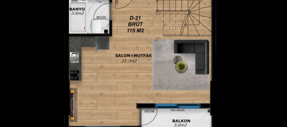 Penthouse 2+1 em Gazipasa, Turkey N.º 22804 9