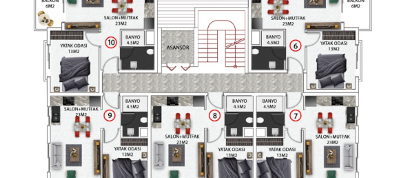 Apartment 1+1 in Okurcalar, Turkey No. 30475 10