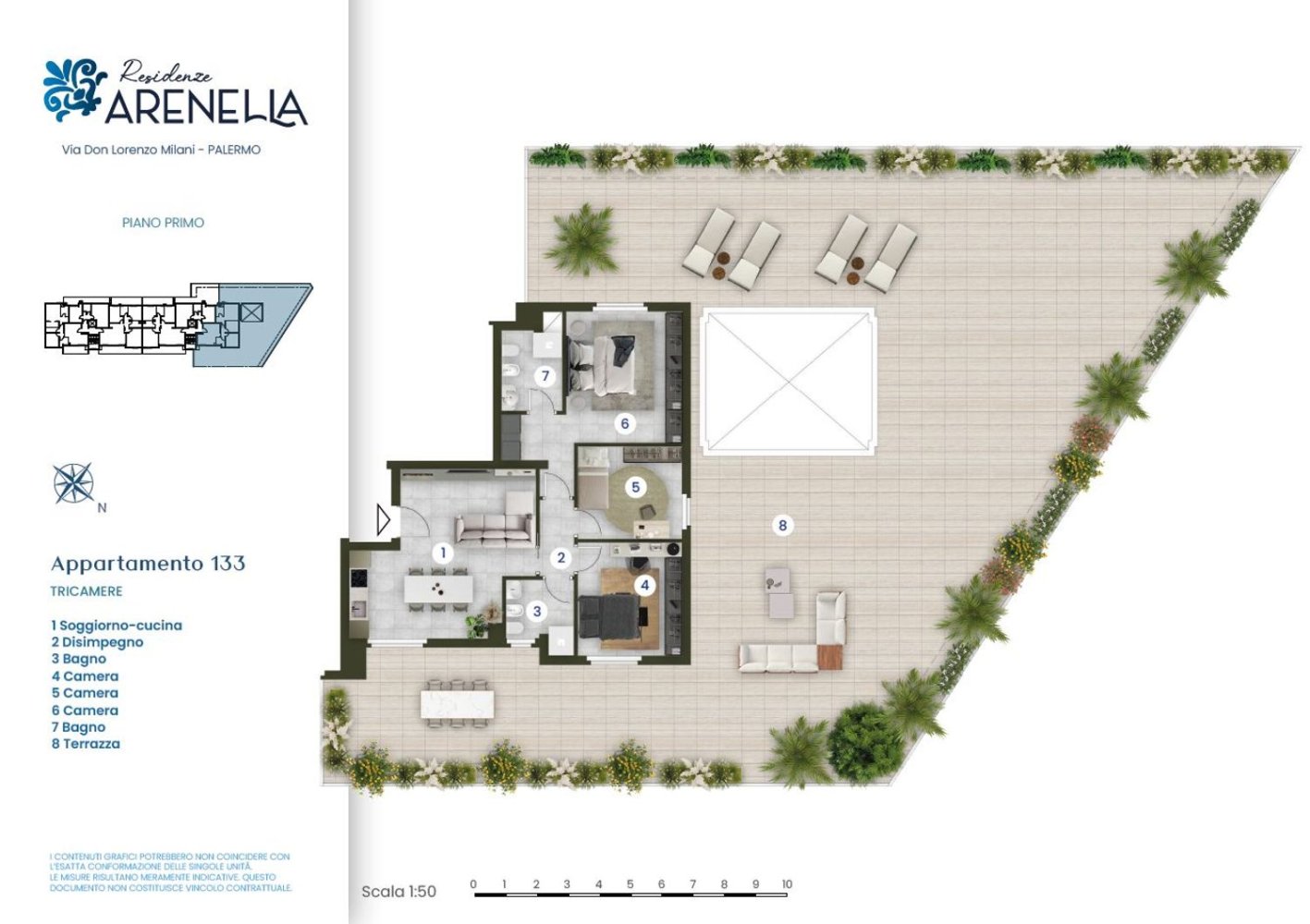 Apartamento de 5 habitaciónes en Palermo, Italy No. 145854