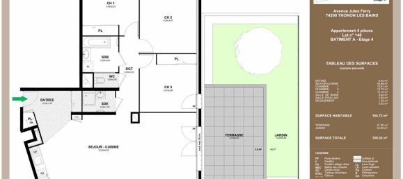 3 Schlafzimmer Wohnung in Thonon-les-Bains, France, Nr. 198712 2