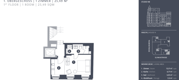 Квартира с 1 спальней в Митте, Германия № 61909 10