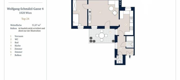 2 rooms Apartment in Leopoldstadt, Austria No. 77346 13