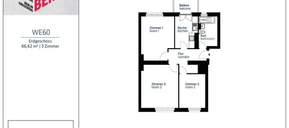 3-Zimmer Wohnung in Kreuzberg, Germany, Nr. 66750 2