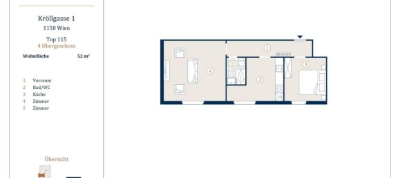 2غرفة شقة في Rudolfsheim-Funfhaus, Austria رقم 207417 11