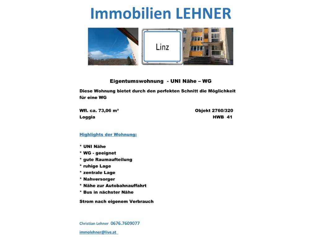 3 rooms Apartment in Linz, Austria No. 102384