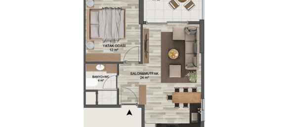 2 rooms Apartment in Mersin, Turkey No. 30087 12