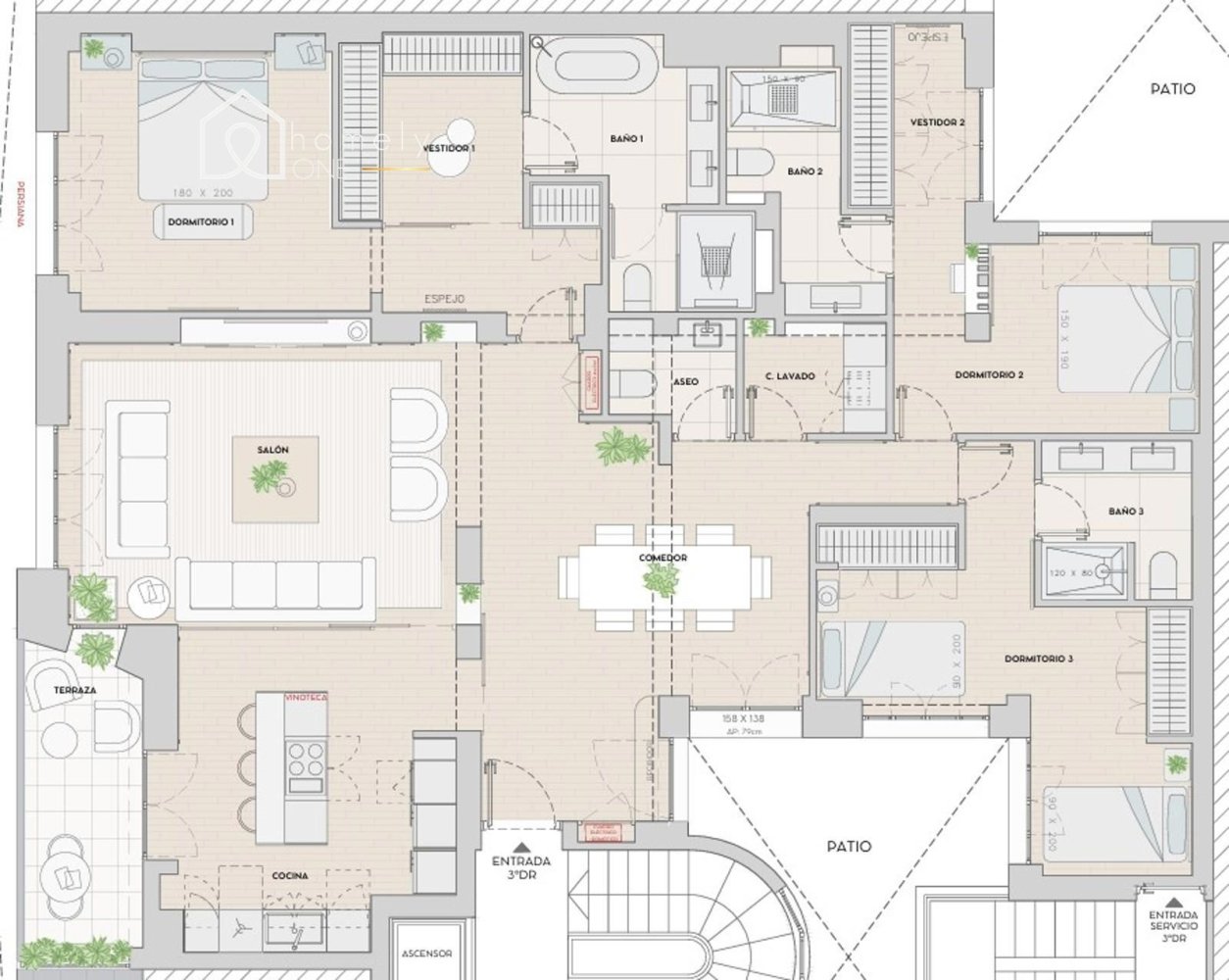 Apartamento de 3 dormitorios en Madrid, Spain No. 122532