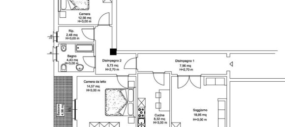 3 rooms Apartment in Bergamo, Italy No. 4893 11