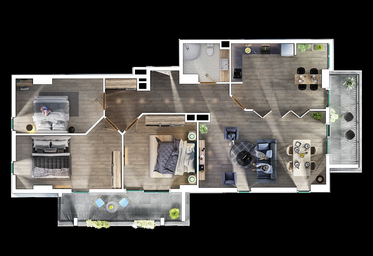 3 غرف نوم شقة في Tbilisi, Georgia رقم 1283