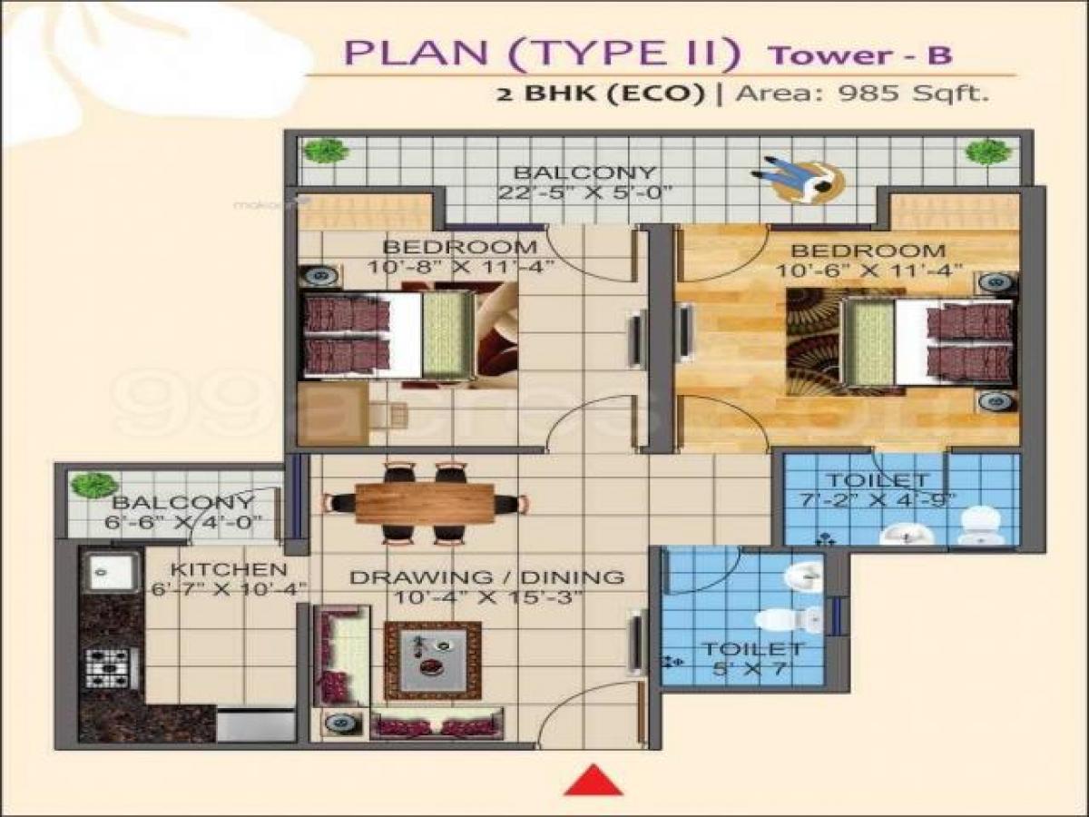 2 bedrooms House in Ghaziabad, India No. 61488