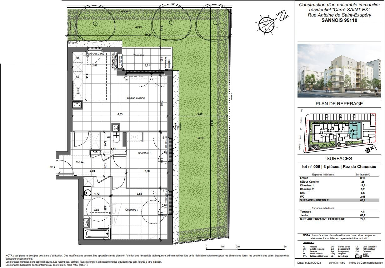 Apartamento de 2 dormitorios en Sannois, France No. 180621