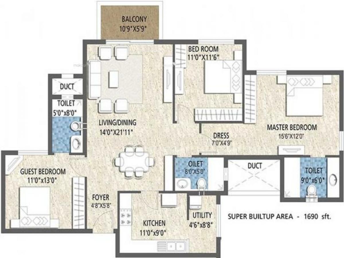 3 chambres Maison à Bangalore, India No. 44127