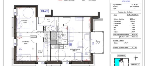 Apartamento de 2 dormitorios en Berck, France No. 82825 2