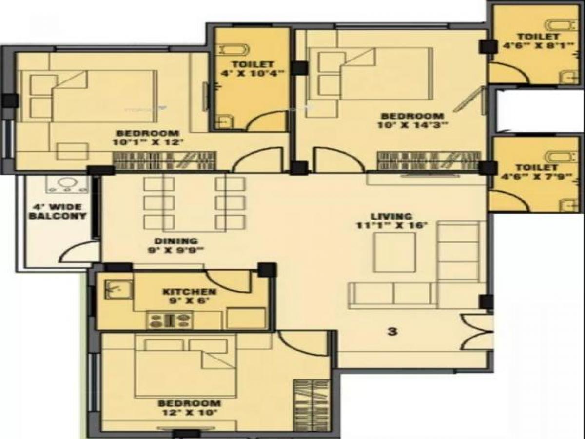 Дом с 3 спальнями в Колката, Индия № 44376