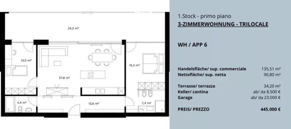 3 rooms Apartment in Trentino-Alto Adige, Italy No. 37903 5