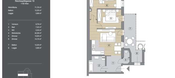 3 rooms Apartment in Rudolfsheim-Funfhaus, Austria No. 124825 14