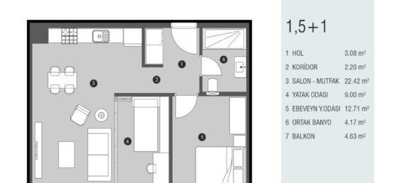Wohnung 1+1 in Istanbul, Turkey, Nr. 28071 6