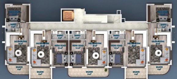 Квартира с 2 комнатами в Оба, Турция № 11120 11