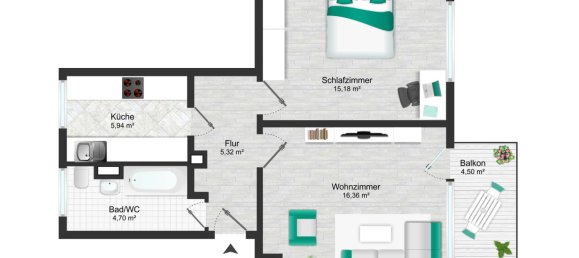 1 Schlafzimmer Wohnung in Chemnitz, Germany, Nr. 330380 6