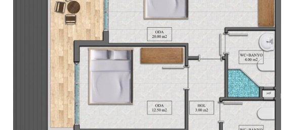 2غرفة شقة في Mahmutlar, Turkey رقم 10119 14