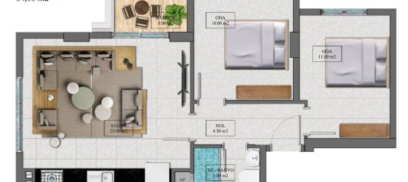 2غرفة شقة في Mahmutlar, Turkey رقم 10119 20