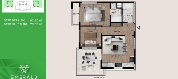 Wohnung 2+1 in Mersin, Turkey, Nr. 31095 10