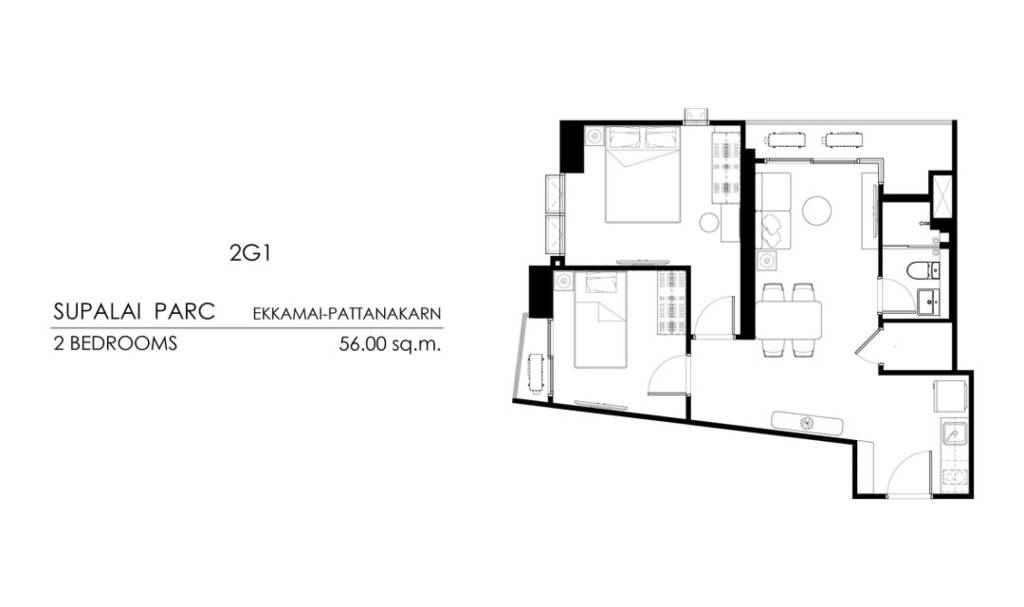 Apartamento com 2 quartos em condomínio em Suan Luang, Thailand N.º 24634