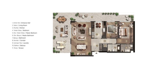 Квартира с 3 комнатами в Эйюп, Турция № 21866 21