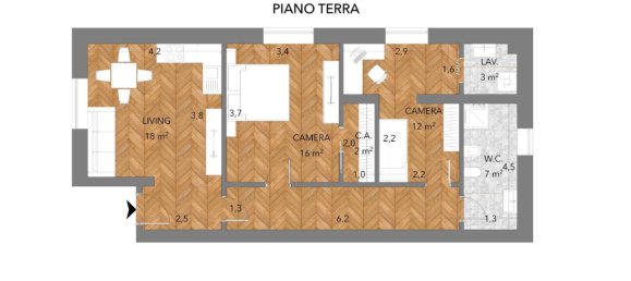 Квартира с 2 спальнями в Чампино, Италия № 21320 2