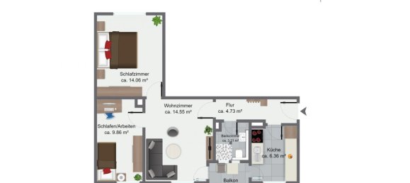 1 Schlafzimmer Wohnung in Ludwigsburg, Germany, Nr. 69226 13