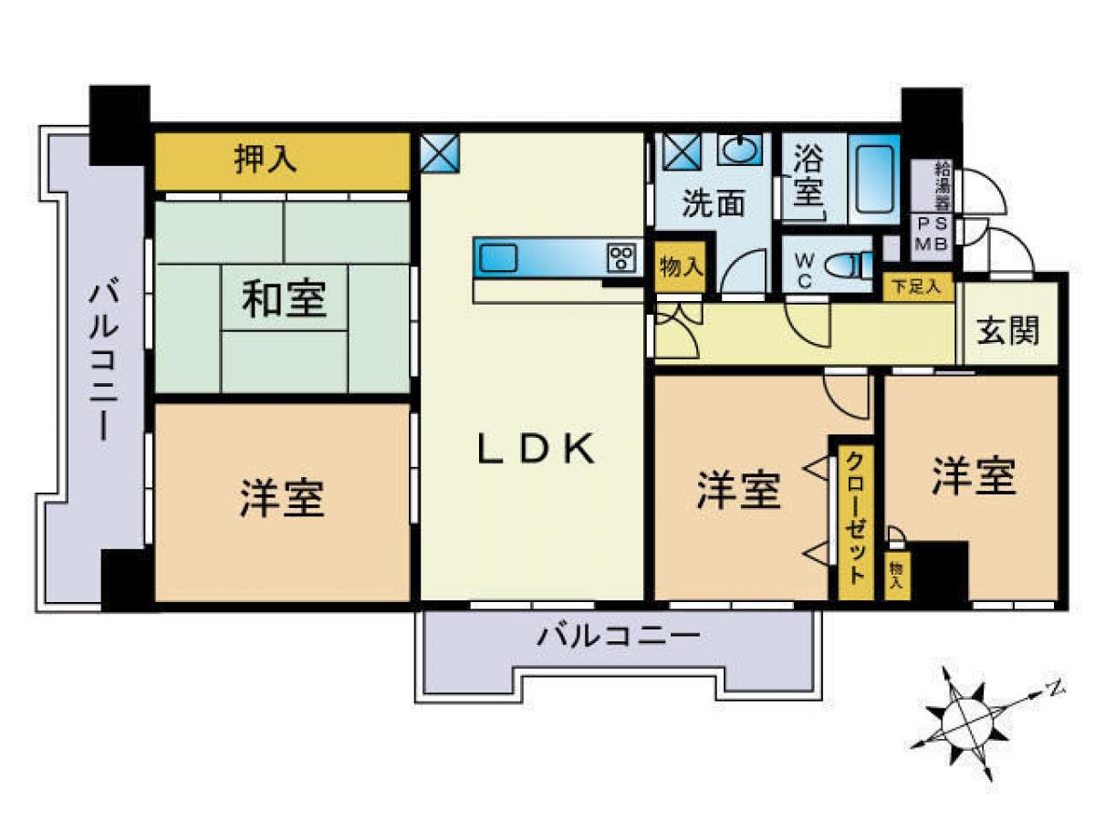 Квартира с 4 спальнями в Фукуока, Япония № 6484