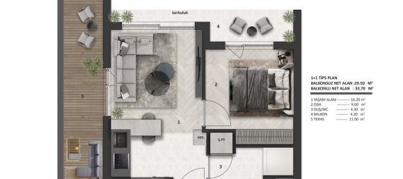 شقة 1+1 في Antalya, Turkey رقم 21435 10