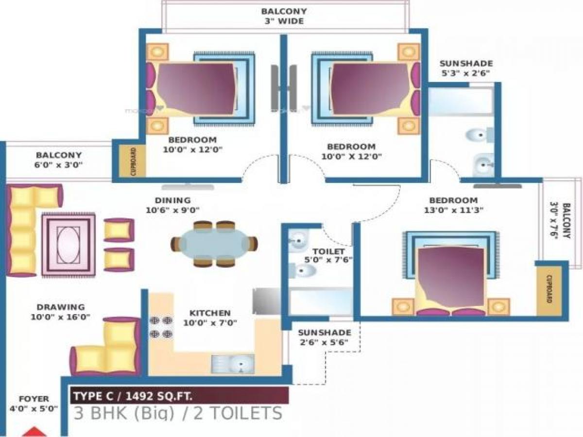 3 غرف نوم منزل في Noida, India رقم 68192