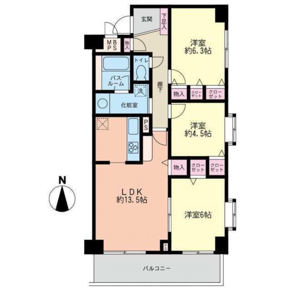 3 Schlafzimmer Wohnung in Chiba, Japan, Nr. 3009
