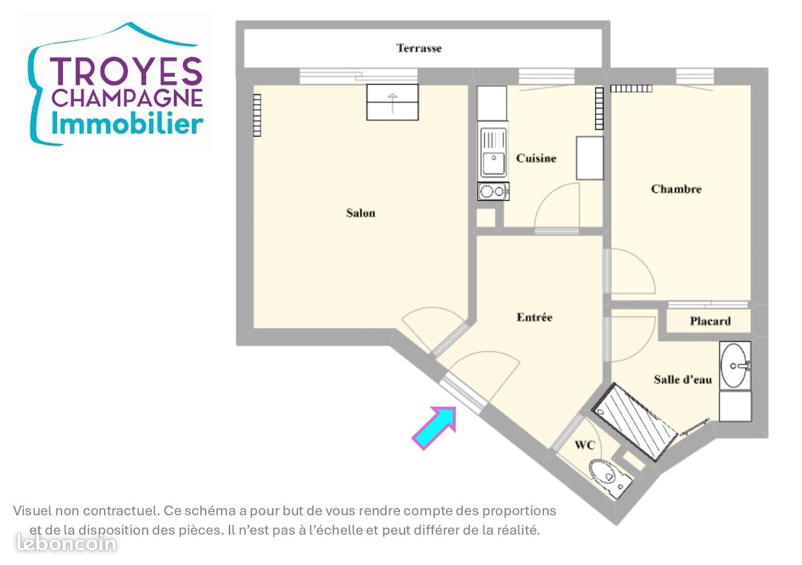 Квартира с 1 спальней в Труа, Франция № 235320