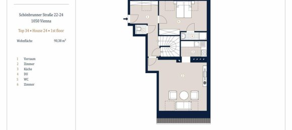 3 rooms Duplex in Margareten, Austria No. 100862 5