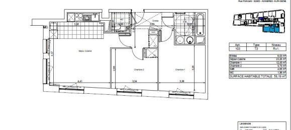 Apartamento de 2 dormitorios en Asnieres-sur-Seine, France No. 163694 2