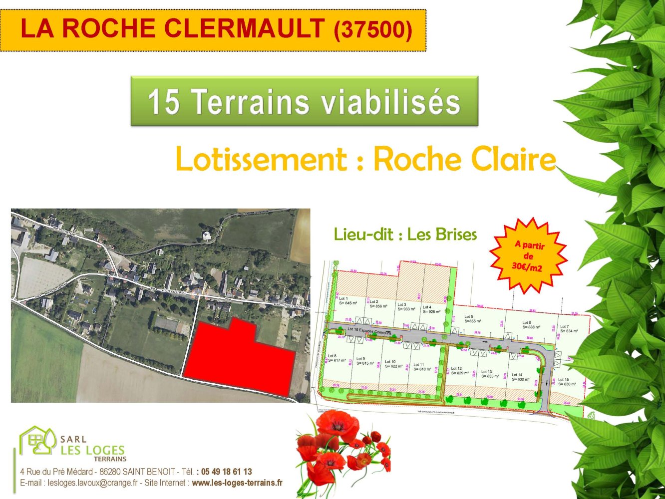 Terrain à La Roche-Clermault, France 815m² No. 346211