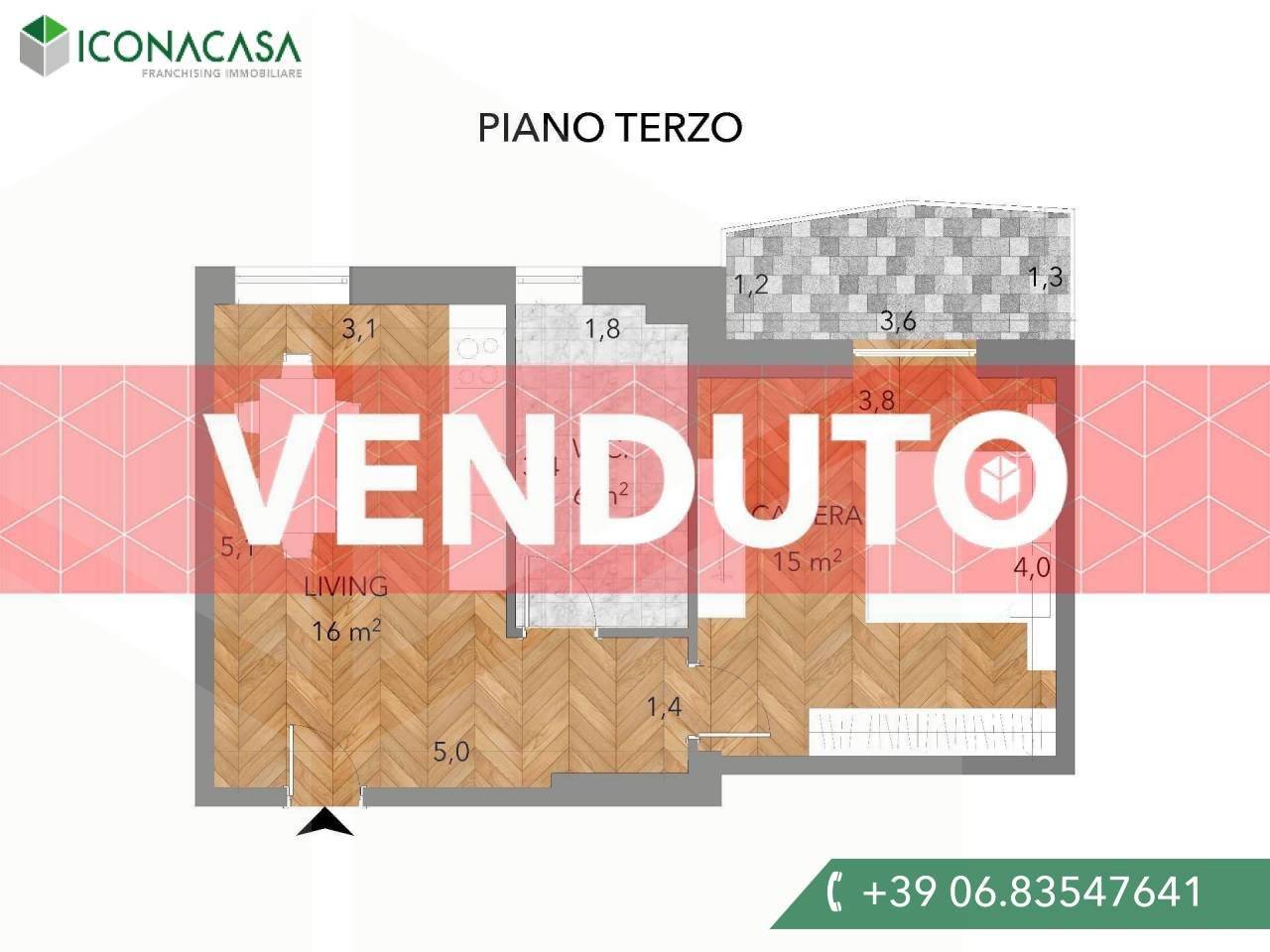 Квартира с 1 спальней в Чампино, Италия № 20749