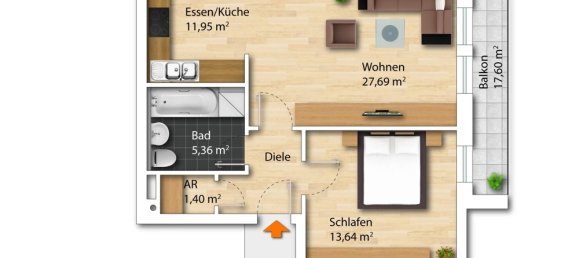 Квартира с 1 спальней в Штраубинг, Германия № 31273 2