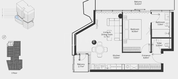 Apartamento T1 em Dubai, UAE N.º 188855 4