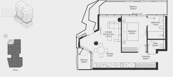 Apartamento T1 em Dubai, UAE N.º 188855 5