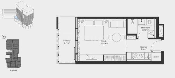 Apartamento T1 em Dubai, UAE N.º 188855 10