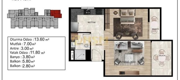 Appartement 1+1 à Mersin, Turkey No. 31105 25