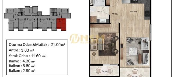 Appartement 1+1 à Mersin, Turkey No. 31105 24