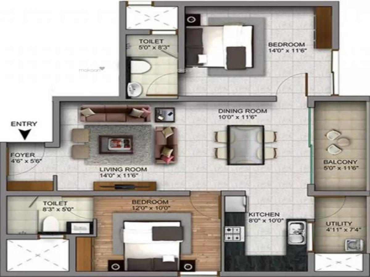 2 bedrooms House in Bangalore, India No. 43585