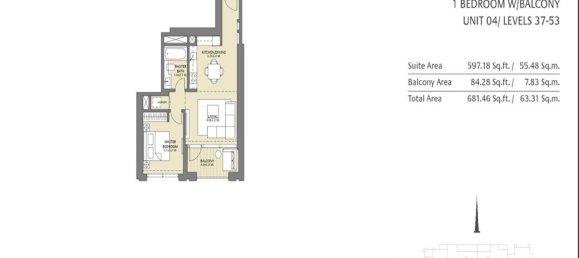 Apartamento T2 em Downtown Dubai (Downtown Burj Dubai), UAE N.º 348 10