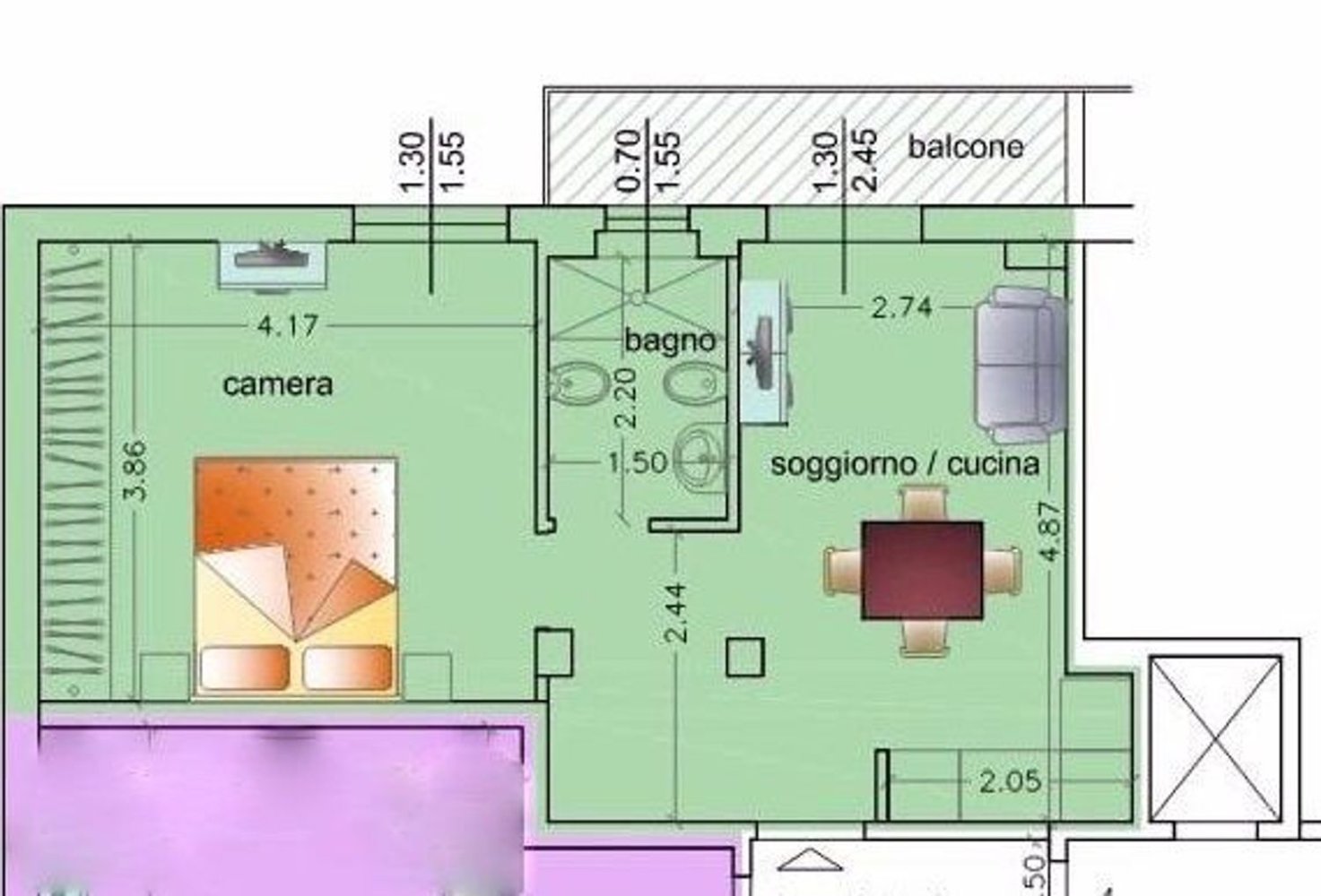 2 rooms Apartment in Florence, Italy No. 39635